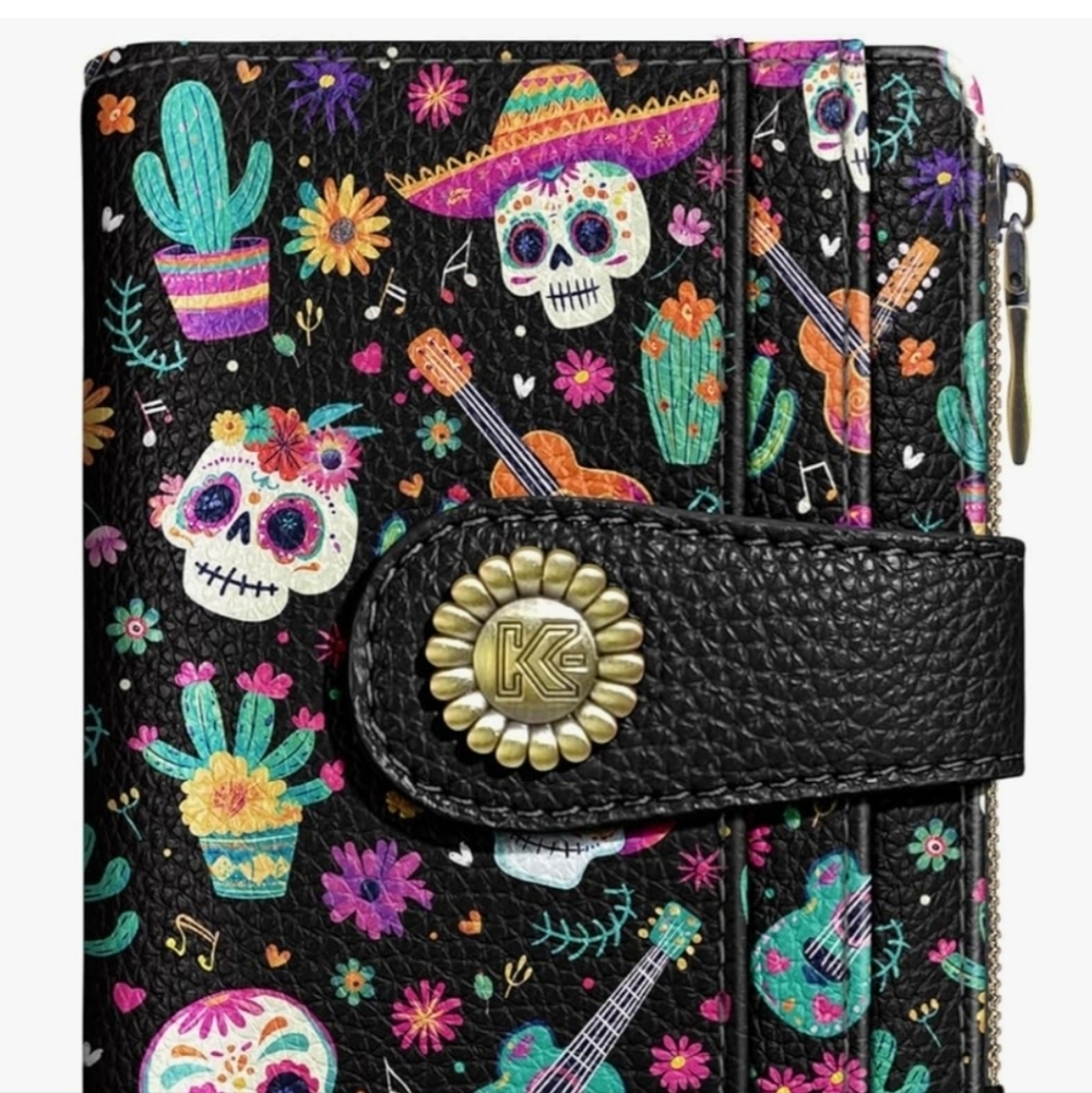 Colorful Skull Pattern RFID-Blocking Wallet - Picture 3 of 6